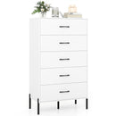 5-Drawer Modern Tall Chest of Drawers with Metal Legs-White by LJGDeals