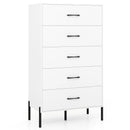 5-Drawer Modern Tall Chest of Drawers with Metal Legs-White by LJGDeals
