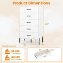 5-Drawer Modern Tall Chest of Drawers with Metal Legs-White by LJGDeals