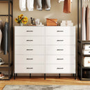 5-Drawer Modern Tall Chest of Drawers with Metal Legs-White by LJGDeals