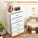 5-Drawer Modern Tall Chest of Drawers with Metal Legs-White by LJGDeals