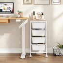 5-Drawer Rolling Storage Cart Mobile Utility Organizer with Wooden Tabletop and Lockable Wheels-White by LJGDeals