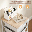 5-Drawer Rolling Storage Cart Mobile Utility Organizer with Wooden Tabletop and Lockable Wheels-White by LJGDeals