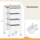 5-Drawer Rolling Storage Cart Mobile Utility Organizer with Wooden Tabletop and Lockable Wheels-White by LJGDeals