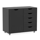 5-Drawer Dresser Chest Mobile Storage Cabinet with Door-White by LJGDeals