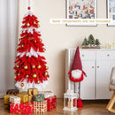5 FT Artificial Christmas Tree Pre-lit Xmas Trees with 301 Red and White Branch Tips by LJGDeals