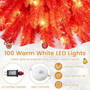 5 FT Artificial Christmas Tree Pre-lit Xmas Trees with 301 Red and White Branch Tips by LJGDeals