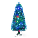 5/6/7 FT Pre-Lit Fiber Optic Christmas Tree with 148/185/226 Multi-Color LED Lights and Top Star Light
