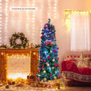 5/6/7/8 FT Pre-Lit Christmas Pencil Tree with Colorful Fiber Optics Green by LJGDeals