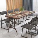 5FT Folding Picnic Table with Rattan Grain HDPE Tabletop and Sturdy Metal Fame-Coffee by LJGDeals