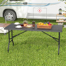 5FT Folding Picnic Table with Wood Grain HDPE Tabletop and Non-slip Foot Pads by LJGDeals