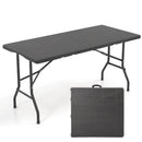 5FT Folding Picnic Table with Wood Grain HDPE Tabletop and Non-slip Foot Pads by LJGDeals