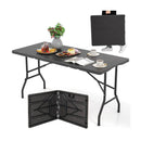 5FT Folding Picnic Table with Wood Grain HDPE Tabletop and Non-slip Foot Pads by LJGDeals