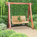 5 Feet Porch Swing Chair with Adjustable Chains and Foldable Cup Holders by DirectDeals