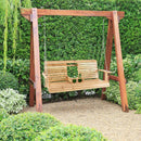 5 Feet Porch Swing Chair with Adjustable Chains and Foldable Cup Holders by LJGDeals