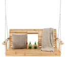 5 Feet Porch Swing Chair with Adjustable Chains and Foldable Cup Holders by LJGDeals