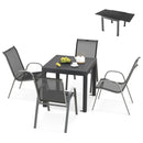 Outdoor Dining Table Set with Extendable Aluminum Table and 4 Stackable Chairs by LJGDeals
