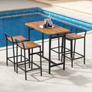 5 Piece Acacia Wood Bar Table Set Bar Height Table and Chairs with Metal Frame and Footrest by LJGDeals