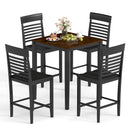 5-Piece Counter-Height Dining Table Set with Rubber Wood Frame and Footrest by LJGDeals