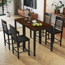 5-Piece Counter-Height Dining Table Set with Rubber Wood Frame and Footrest by LJGDeals