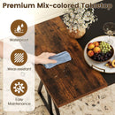 5-Piece Dining Room Set Industrial Rectangular Kitchen Table with 2 Benches and 2 Stools-Rustic Brown by LJGDeals