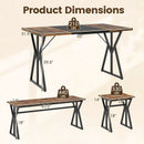 5-Piece Dining Room Set Industrial Rectangular Kitchen Table with 2 Benches and 2 Stools-Rustic Brown by LJGDeals
