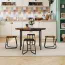 5-Piece Dining Set for 4 47 Inch Round Kitchen Table and 4 Stools-Brown by LJGDeals