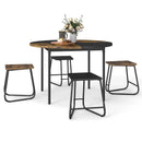 5-Piece Dining Set for 4 47 Inch Round Kitchen Table and 4 Stools-Brown by LJGDeals