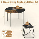 5-Piece Dining Set for 4 47 Inch Round Kitchen Table and 4 Stools-Brown by LJGDeals