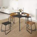 5-Piece Dining Set for 4 47 Inch Round Kitchen Table and 4 Stools-Brown by LJGDeals