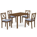 5-Piece Dining Set with Rectangular Table & Fabric Chairs by LJGDeals