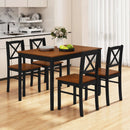 5 Piece Dining Table Set with Rectangular Kitchen Table and 4 Chairs for 4 People-Coffee by LJGDeals