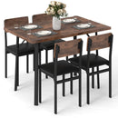 5-Piece Dining Table Set for 4 People Industrial Kitchen Table and 4 PU Leather Chairs-Brown by LJGDeals