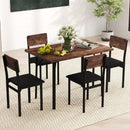 5-Piece Dining Table Set for 4 People Industrial Kitchen Table and 4 PU Leather Chairs-Brown by LJGDeals