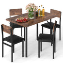 5-Piece Dining Table Set for 4 People Industrial Kitchen Table and 4 PU Leather Chairs-Brown by LJGDeals