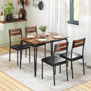 5-Piece Dining Table Set Industrial Rectangular Kitchen Table and 4 Armless Chairs-Rustic Brown by DirectDeals