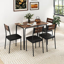 5-Piece Dining Table Set Industrial Rectangular Kitchen Table and 4 Armless Chairs-Rustic Brown by DirectDeals