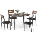 5-Piece Dining Table Set Industrial Rectangular Kitchen Table and 4 Armless Chairs-Rustic Brown by LJGDeals