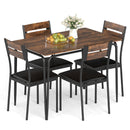 5-Piece Dining Table Set Industrial Rectangular Kitchen Table and 4 Armless Chairs-Rustic Brown by DirectDeals