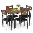 5-Piece Dining Table Set Industrial Rectangular Kitchen Table and 4 Armless Chairs-Rustic Brown by LJGDeals