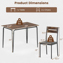 5-Piece Dining Table Set Industrial Rectangular Kitchen Table and 4 Armless Chairs-Rustic Brown by DirectDeals
