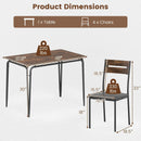 5-Piece Dining Table Set Industrial Rectangular Kitchen Table and 4 Armless Chairs-Rustic Brown by LJGDeals
