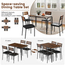5-Piece Dining Table Set Industrial Rectangular Kitchen Table and 4 Armless Chairs-Rustic Brown by DirectDeals