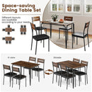 5-Piece Dining Table Set Industrial Rectangular Kitchen Table and 4 Armless Chairs-Rustic Brown by LJGDeals
