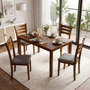 5-Piece Dining Table Set with Linen Fabric Upholstered Chairs and Solid Rubber Wood Frame for 4 People by LJGDeals