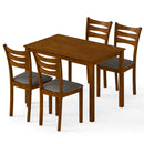 5-Piece Dining Table Set with Linen Fabric Upholstered Chairs and Solid Rubber Wood Frame for 4 People by DirectDeals