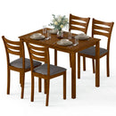 5-Piece Dining Table Set with Linen Fabric Upholstered Chairs and Solid Rubber Wood Frame for 4 People by LJGDeals