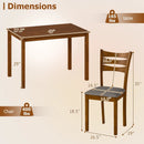 5-Piece Dining Table Set with Linen Fabric Upholstered Chairs and Solid Rubber Wood Frame for 4 People by LJGDeals