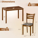 5-Piece Dining Table Set with Linen Fabric Upholstered Chairs and Solid Rubber Wood Frame for 4 People by DirectDeals