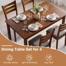 5-Piece Dining Table Set with Linen Fabric Upholstered Chairs and Solid Rubber Wood Frame for 4 People by DirectDeals